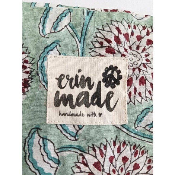 Erin Made Green Floral Block Print Fabric Handmade Lg Sling Crossbody - Picture 2 of 6